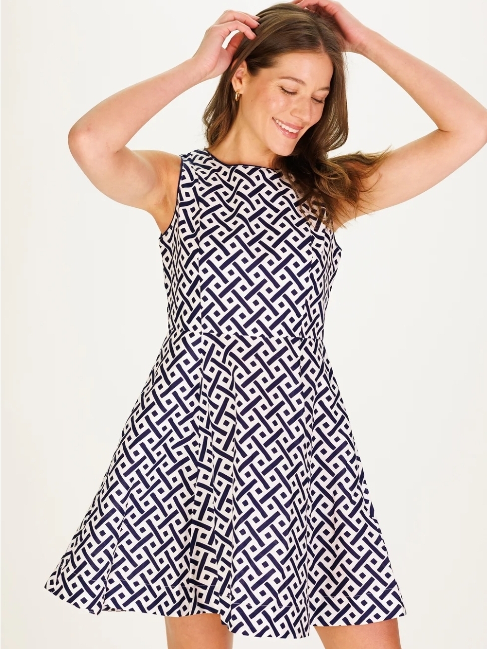 Nwtduffield Lane Navy & White Basket Weave Dress - Xl